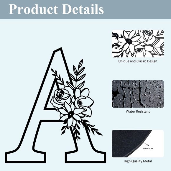 12" Black Metal Letter Wall Decor, Visual 3d Letter Sign Wall Decor Large😋 - Picture 5 of 9